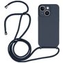 Mobigear Lanyard iPhone 14 Silikone Cover med snor - Mørkeblå