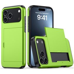 Mobigear Card iPhone 18 Pro Plástico rígido Capa traseira Antichoque com porta-cartões - Verde