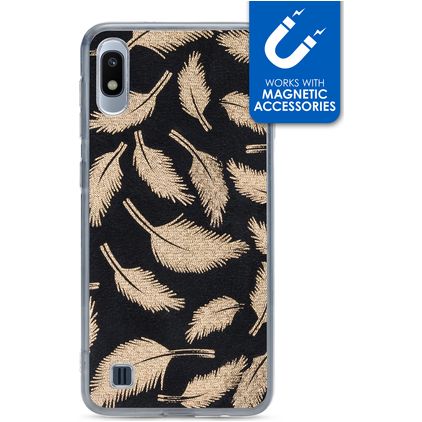 My Style Magneta Samsung Galaxy A10 TPU flexible Carcasa - Golden Feathers