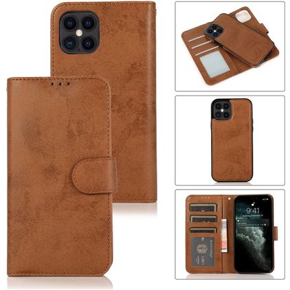 Mobigear Wallet iPhone 12 Pro Case Detachable 2-in-1 Wallet Case Wallet - Brown
