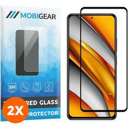 Mobigear Premium POCO F3 Tempered Glass Screen Protector - Case Friendly - Black (2-Pack)