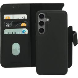 Mobiparts Samsung Galaxy S24 MagSafe Capa Pele genuína Capa livro 2 em 1 com capa traseira amovível Carteira - Preto