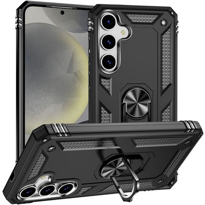 Mobigear Armor ring Samsung Galaxy S25 Kova Suojakuori Iskunkestävä + Sormuspidike - Musta