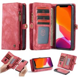 CaseMe 008 iPhone 11 Knížkové pouzdro 2v1 s odnímatelným krytem Peněženka - Červená
