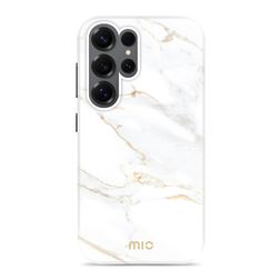 MIO Samsung Galaxy S25 Ultra MagSafe Hårdt Bagsidecover - White Marble