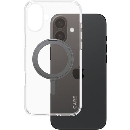 CARE by PanzerGlass Kickstand iPhone 16 Plus MagSafe Hardcase Back cover con supporto - Trasparente / Nero