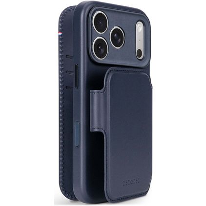 Decoded Detachable Wallet iPhone 18 Pro MagSafe Fodral Äkta läder 2-i-1-plånboksfodral med löstagbart skal med sedelfack - Midnight Blue