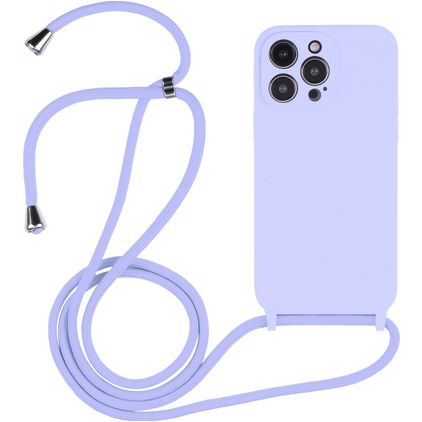 Mobigear Lanyard iPhone 15 Pro Silicona Funda con cuerda - Morado