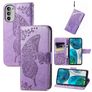 Mobigear Butterfly Motorola Moto G52 Lompakkokotelo + Setelitasku - Violetti