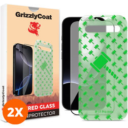 GrizzlyCoat Easy Align iPhone 17 Pro Max Vidro temperado Película de ecrã - Compatível com capas + Moldura de instalação (Pack de 2)