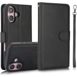 Mobigear Wallet iPhone 16 Plus Funda tipo libro 2 en 1 con carcasa extraíble Cartera - Negro