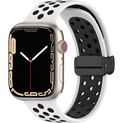 Mobigear Sport Plus Mag Correa Silicona Cierre magnético para Apple Watch - 42/41/40/38 mm - Negro / Blanco