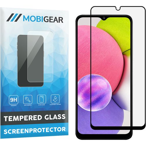 Mobigear Premium Samsung Galaxy A03s Glas Skærmbeskytter - Case Friendly - Sort