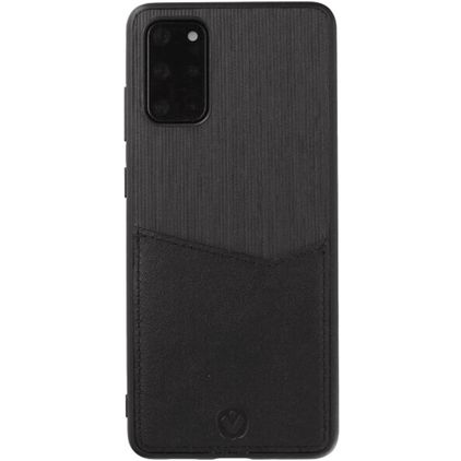 Valenta Card Slot Samsung Galaxy S20 Plus Pele genuína Capa traseira com porta-cartões - Preto