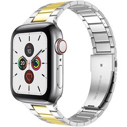 Mobigear Lissabon Steel Apple Watch Strap Butterfly closure - 42/41/40/38 mm - Gold / Silver