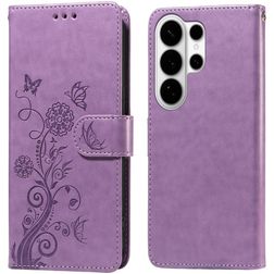 Mobigear Flowers Samsung Galaxy S26 Ultra Lompakkokotelo + Setelitasku - Violetti