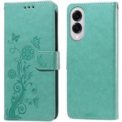 Mobigear Flowers Samsung Galaxy S25 Edge Wallet case - Green