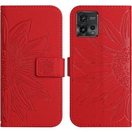 Mobigear Sunflower Motorola Moto G72 Capa livro Carteira - Vermelho
