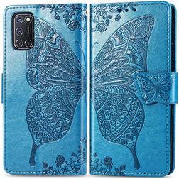 Mobigear Butterfly OPPO A72 Pungetui med Seddelrum - Blå