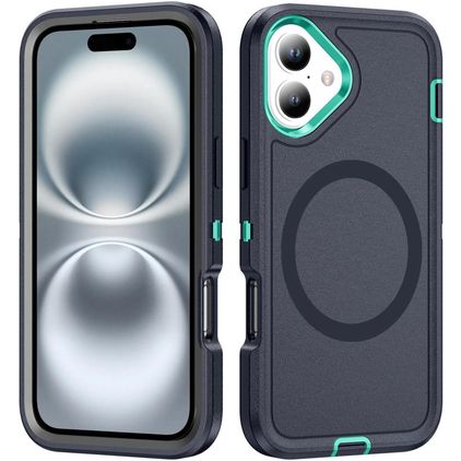 Mobigear Rugged Mag iPhone 16 Plus MagSafe Fodral Hårdplast Skal Stötsäkert - Mörkblå