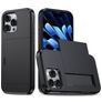 Mobigear Card iPhone 16 Pro Max Kova Suojakuori Iskunkestävä + Korttitasku - Musta