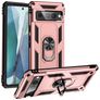 Mobigear Armor Ring Google Pixel 7 Pro Plástico rígido Capa traseira Antichoque com anel - Rosa dourado