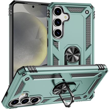 Mobigear Armor ring Samsung Galaxy S25 Plus Funda Plástico rígido Carcasa Antigolpes con anillo - Verde