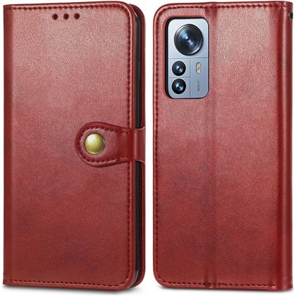 Mobigear Snap Button Xiaomi 12 Pro Etui z klapką typu portfel - Czerwony