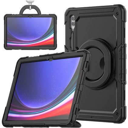 Mobigear RingGuard Samsung Galaxy Tab S10 Ultra Plastica rigida / Silicone Back cover + Portapenna + Tracolla + Supporto - Nero
