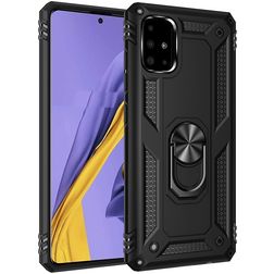 Mobigear Armor Ring Samsung Galaxy A51 Hårdt Bagsidecover Stødsikkert med ringholder - Sort
