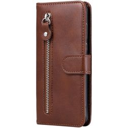 Mobigear Zipper Xiaomi Mi Note 10 Lite Lompakkokotelo + Setelitasku - Ruskea