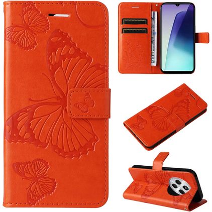 Mobigear Butterfly Xiaomi Redmi 14C Funda tipo libro Cartera - Naranja