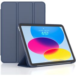 Mobigear Tri-Fold Gel iPad 10 (2022) TPU / Leatherette Wallet case - Dark Blue