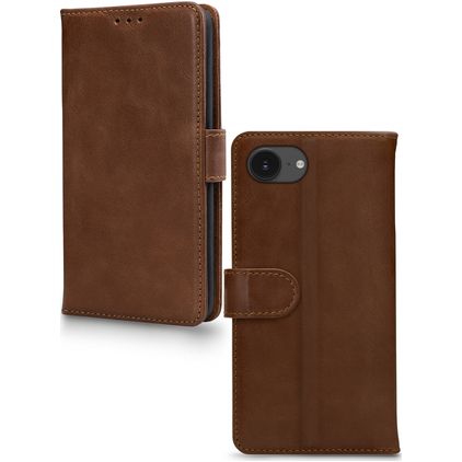 Mobilize Wallet iPhone 17e Pele genuína Capa livro Carteira - Castanho