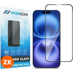 Mobigear Premium iPhone 16 Szkło hartowane Ochrona ekranu - Kompatybilna z etui - Czarny (2 szt.)