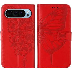 Mobigear Butterfly Google Pixel 9 Lompakkokotelo + Setelitasku - Punainen
