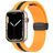Mobigear Stripe Mag Silikon Apple Watch Řemínek Magnetické zapínání - 42/41/40/38 mm - Černá / Žlutá