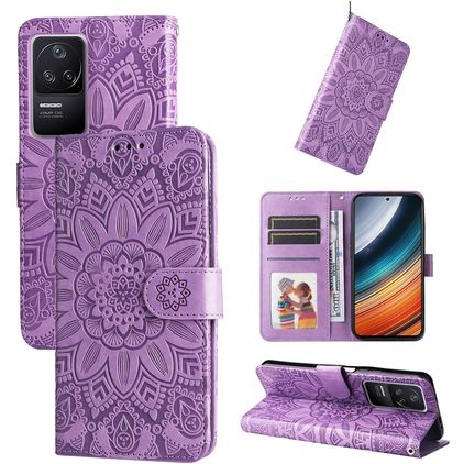 Mobigear Sunflower POCO F4 Funda tipo libro Cartera - Morado