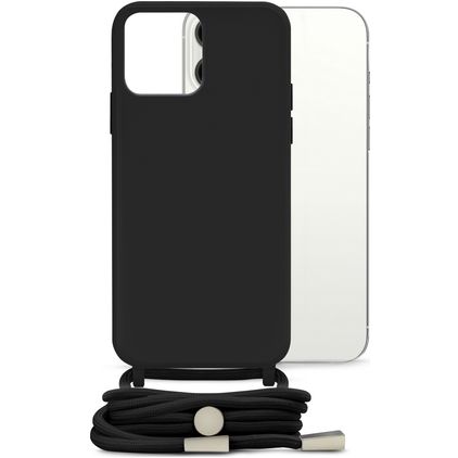 Mobilize Lanyard Gelly iPhone 13 Pro Max TPU flexible Funda con cuerda - Negro