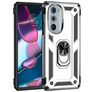 Mobigear Armor Ring Motorola Edge 30 Pro Fodral Hårdplast Skal Stötsäkert med ringhållare - Silver