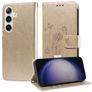 Mobigear Flowers Samsung Galaxy S25 Plus Wallet case - Gold