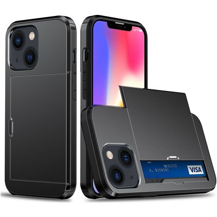 Mobigear Card iPhone 15 Hard Case Back cover Shockproof with Card Holder - Black