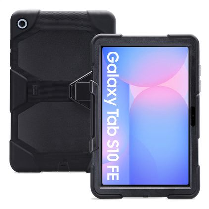 Xccess Survivor Essential Samsung Galaxy Tab S10 FE Case Plastic / Silicone Back cover + Stand - Black