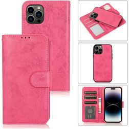 Mobigear Wallet iPhone 15 Pro 2-i-1-plånboksfodral med löstagbart skal med sedelfack - Rosa
