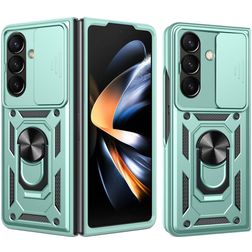 Mobigear Armor Ring Cam Slide Samsung Galaxy Z Fold 8 Ultra Hårdt Bagsidecover Stødsikkert med ringholder og Camera Slider - Grøn