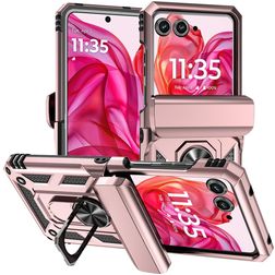 Mobigear Armor Ring Motorola Razr 50 Hard Case Back cover Shockproof with Ring Holder - Rose Gold