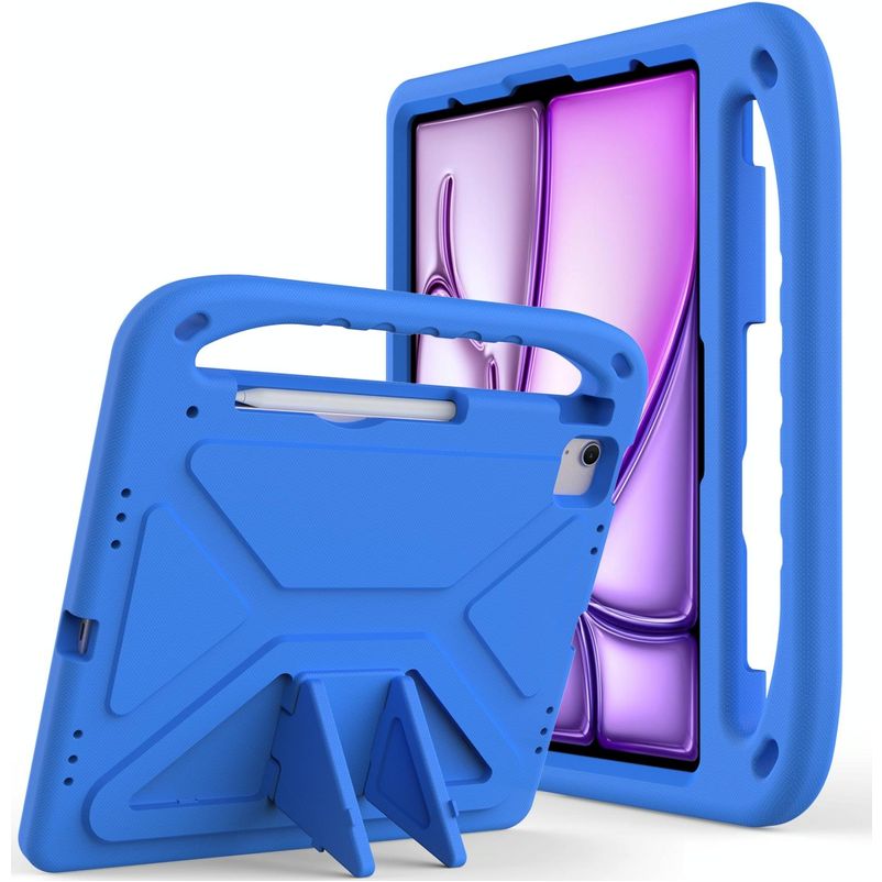 Mobigear AeroArmor iPad Air 13 tommer (2025) Tabletcover til børn med håndtag + Stylus-holder - Blå