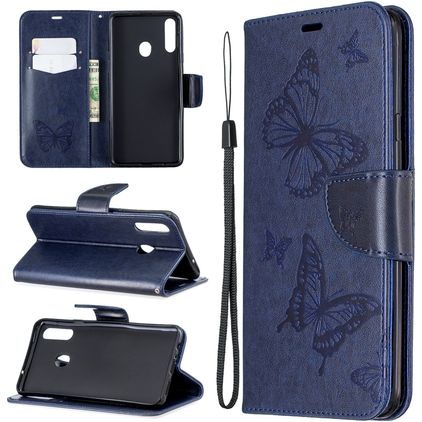 Mobigear Butterfly Samsung Galaxy A20s Funda tipo libro Cartera - Azul oscuro