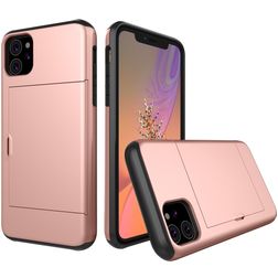 Mobigear Card iPhone 11 Funda Plástico rígido Carcasa Antigolpes con tarjetero - Oro rosa