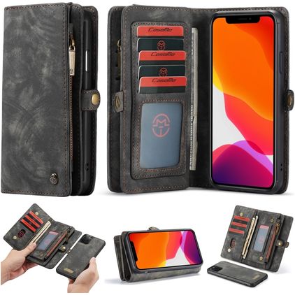 CaseMe 008 iPhone 11 Pro Max Cover a libro 2 in 1 con guscio estraibile a portafoglio - Nero